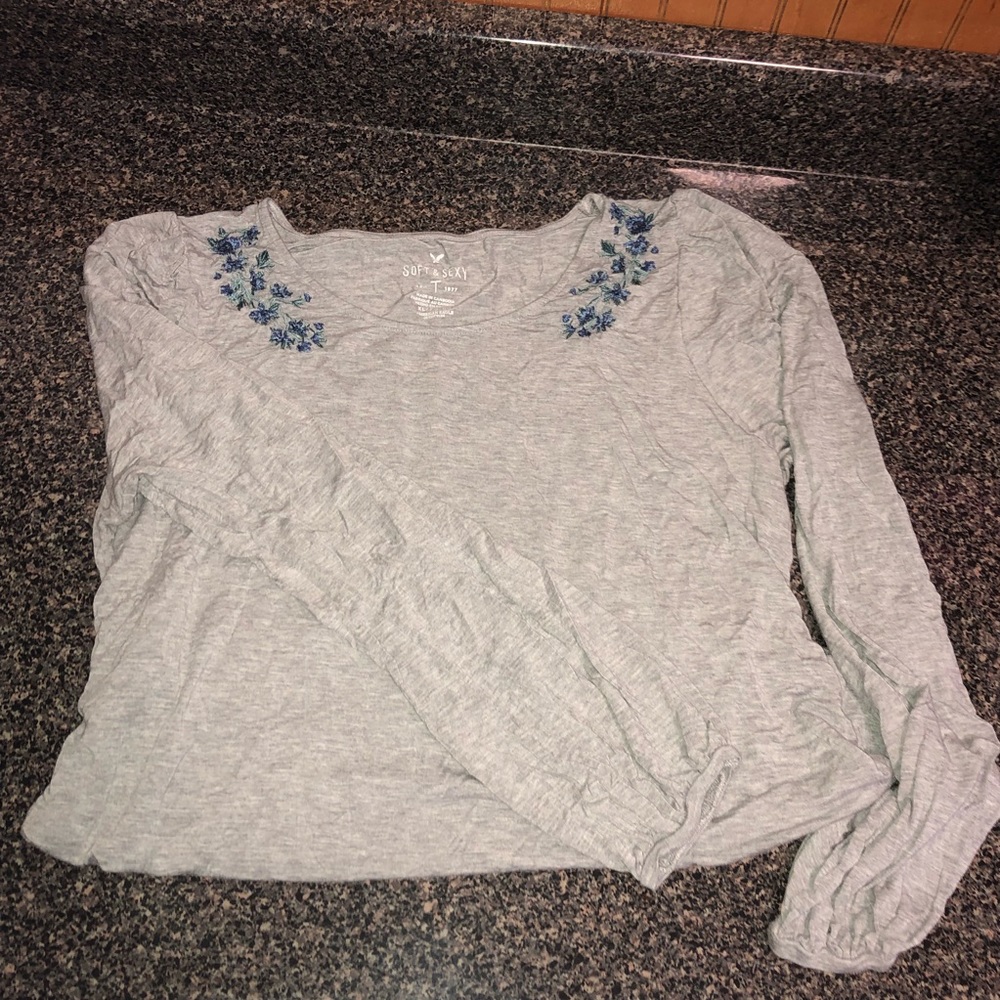 Soft & Sexy Grey Flower Tee